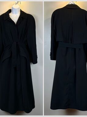 Regent Park Trench Coat Womens L ? Black Removable Lining Long Classic